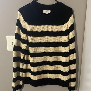 Velvet  by Graham & Spencer Striped Crewneck Sweater - Black and Cream